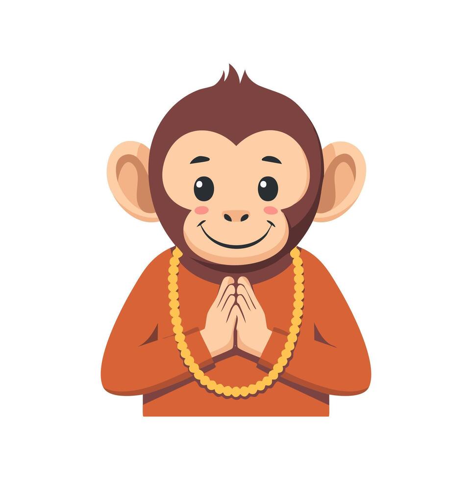 Monk Monkey with Prayer Beads vector