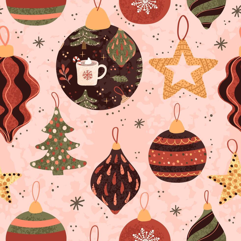 seamless pattern with colorful illustrations of Christmas items. Use it for textile print, pattern fills, web page, wrapping paper, design of presentation and other graphic design vector