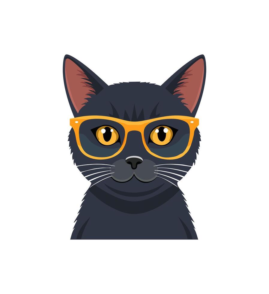 Black Cat with Witchy Glasses vector