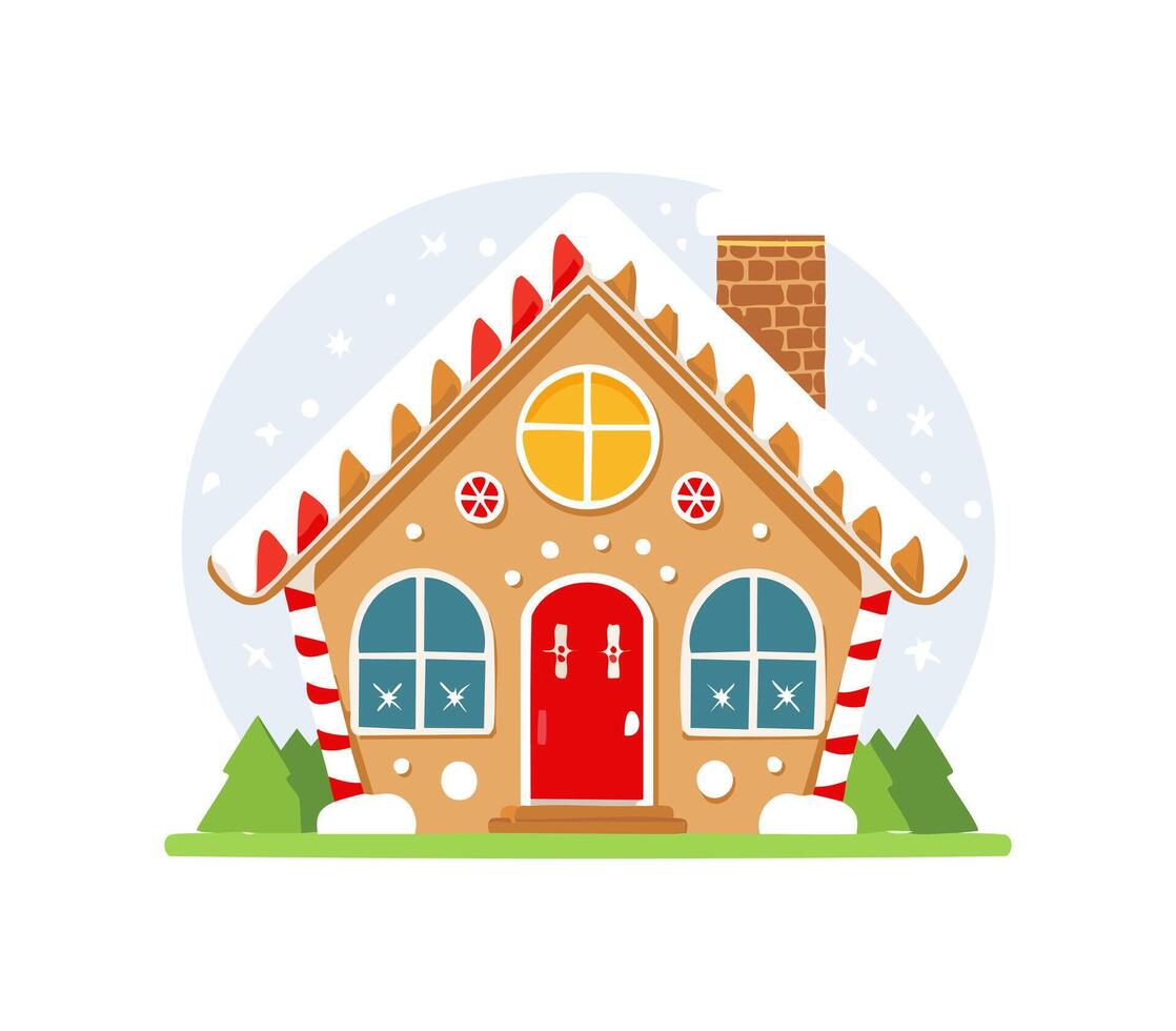 Cute Gingerbread House with Candy Windows vector