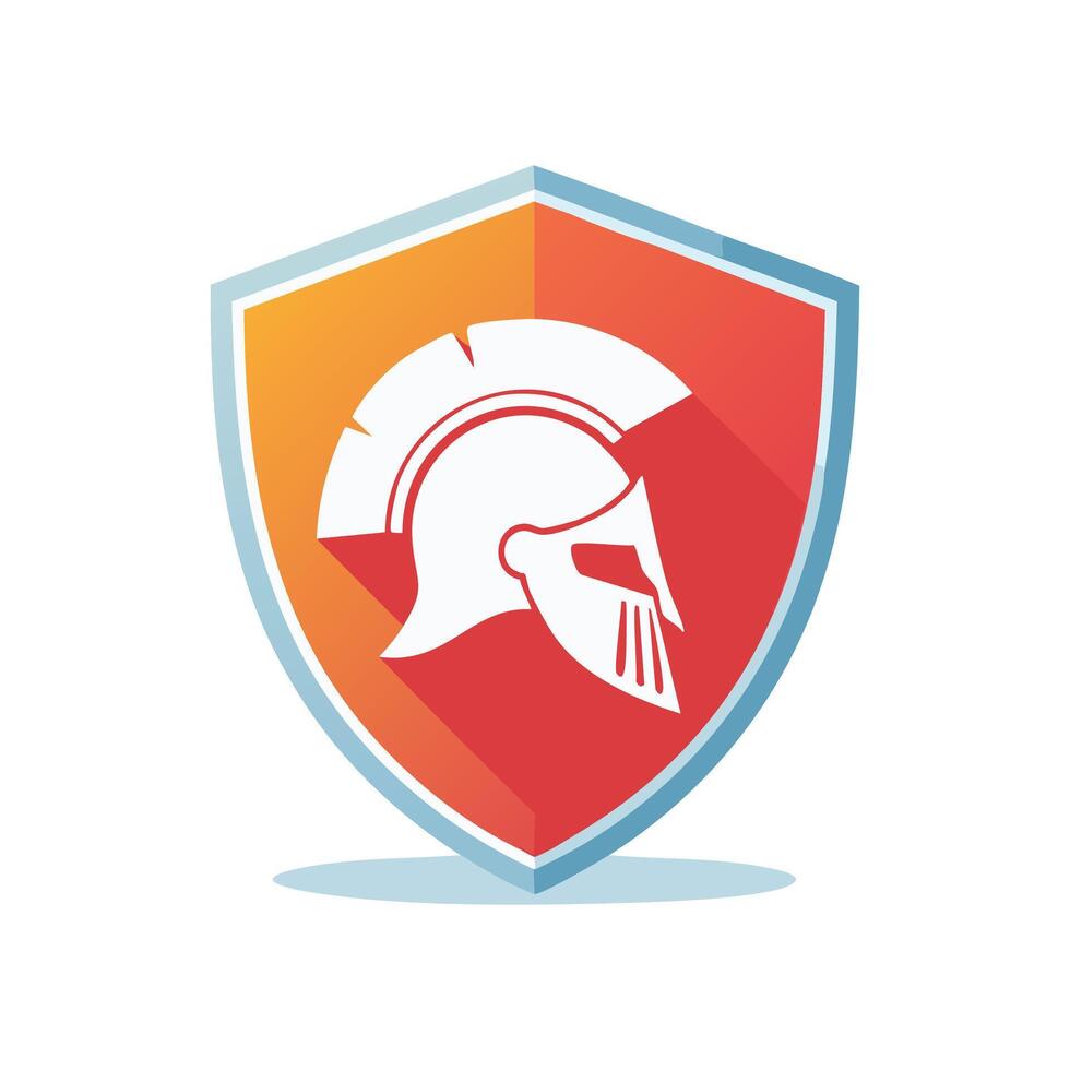 gladiator helmet placed within a shield vector