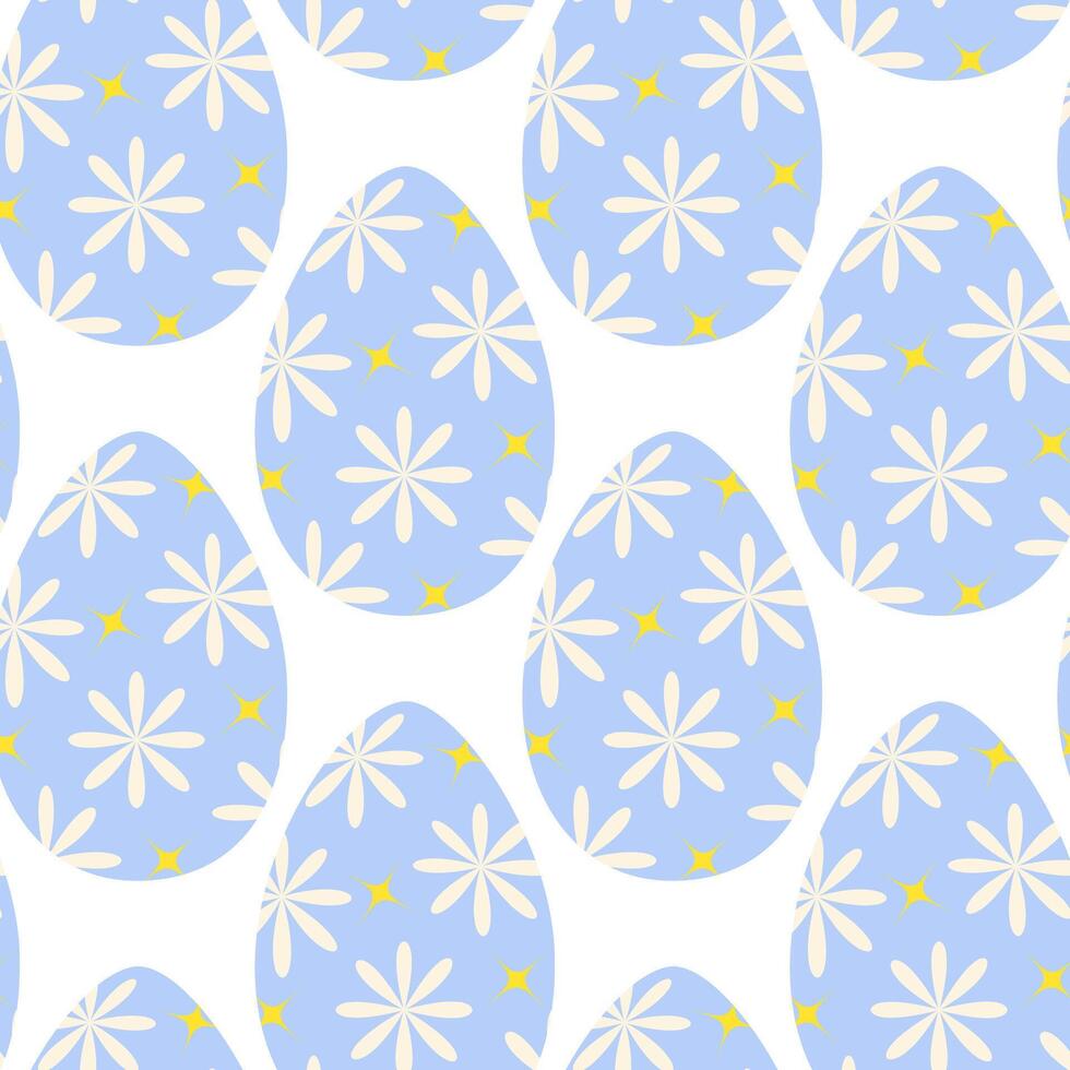 Floral pattern and decorative stars Easter Egg decorated Seamless Pattern. Easter festive background. Isolated Illustration Sticker, Icon, Motion or cards, leaflets, banner, label or web promo vector