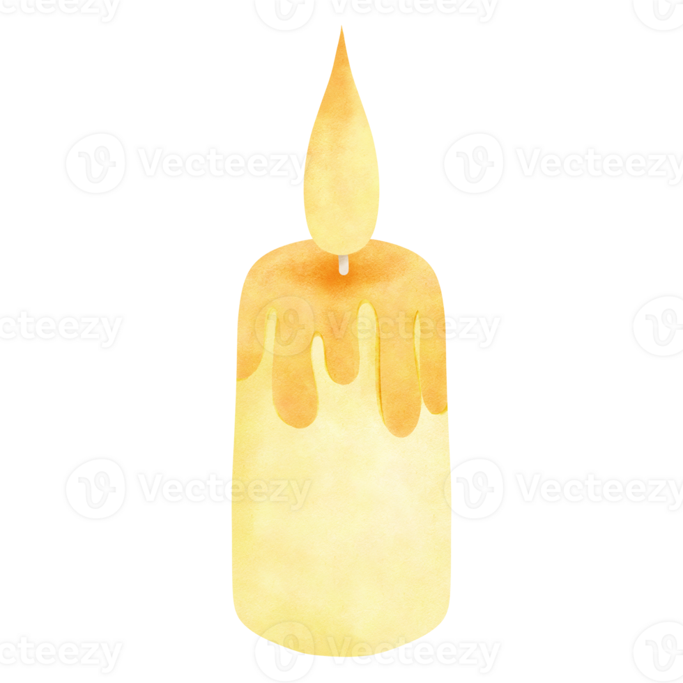 Christmas candles element watercolor. Decor for New Year Christmas and holiday. Hand drawn cartoon illustration on isolated background. png