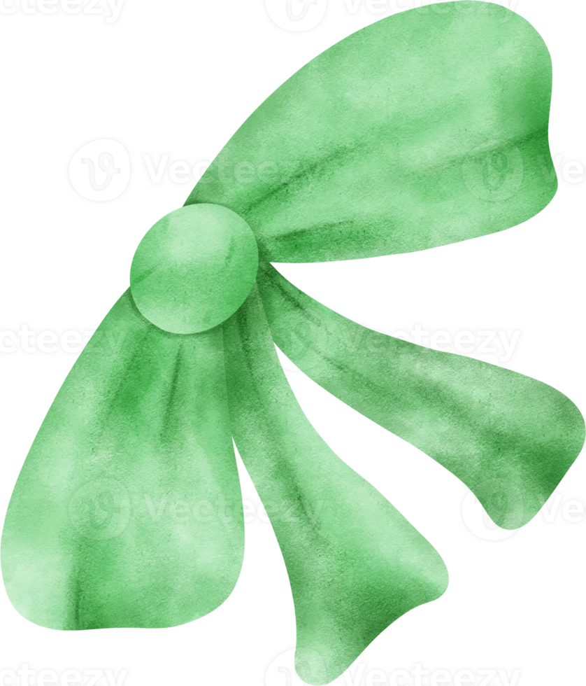 Green bow watercolor with a large, round center. png