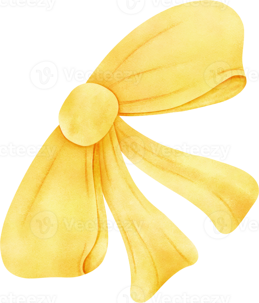 Yellow bow watercolor with a large, round center. png