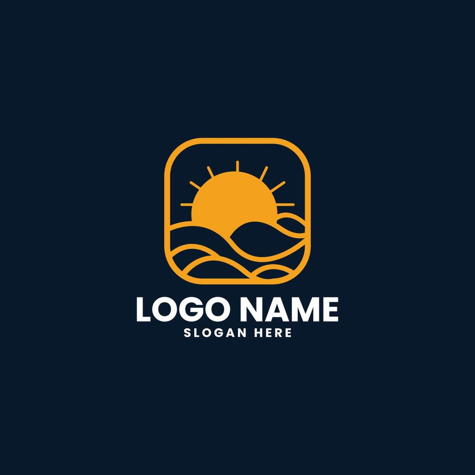 The sun and waves logo design vector