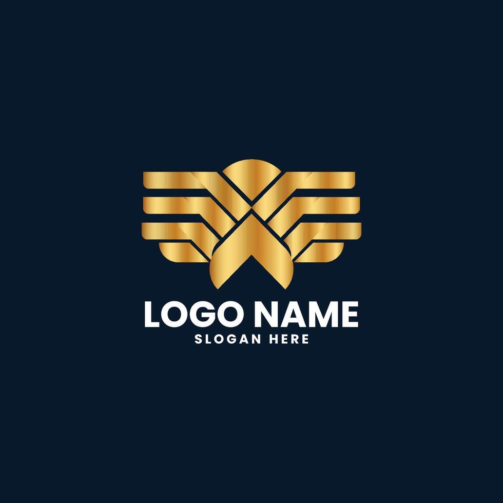 Golden wings logo template vector