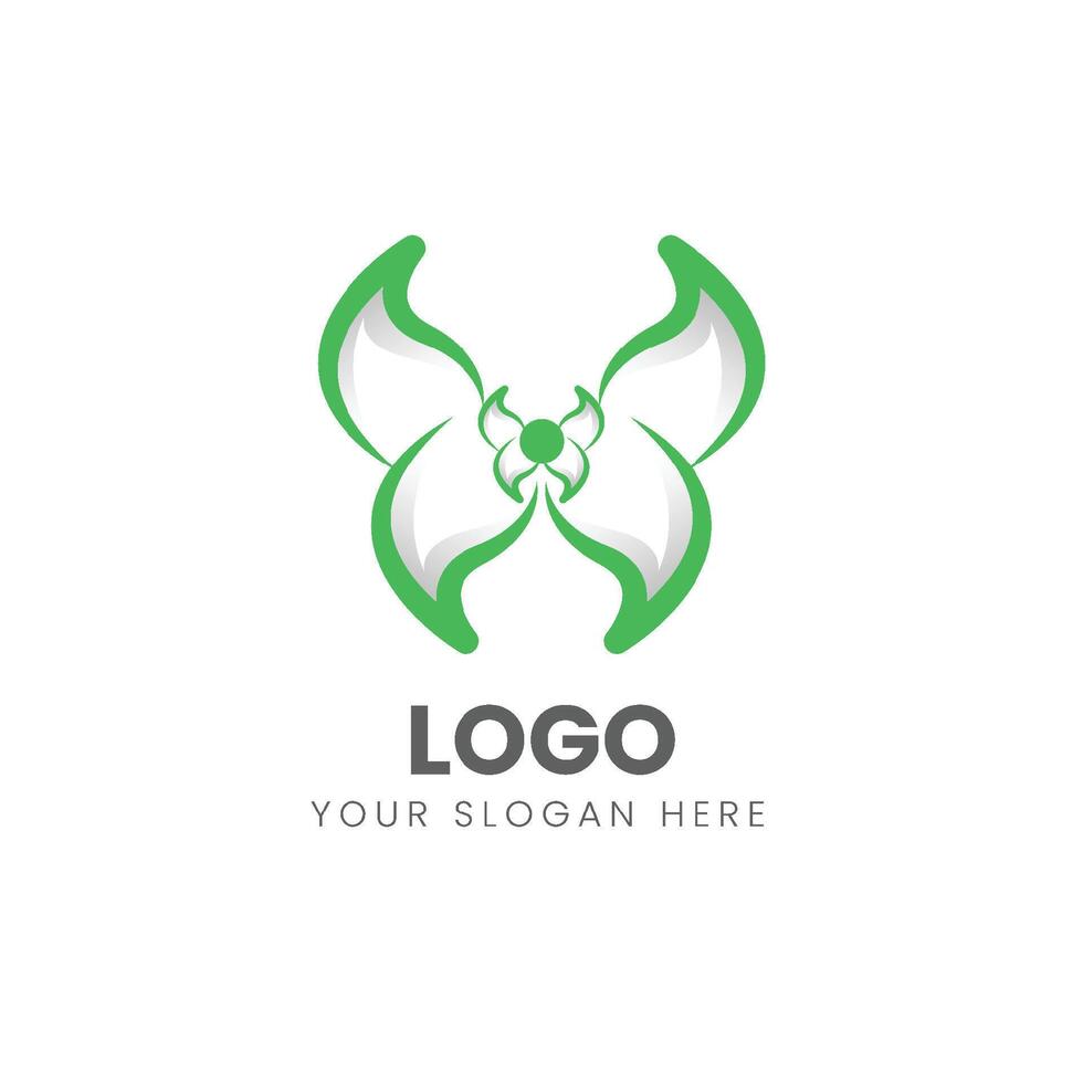 A green butterfly logo design vector
