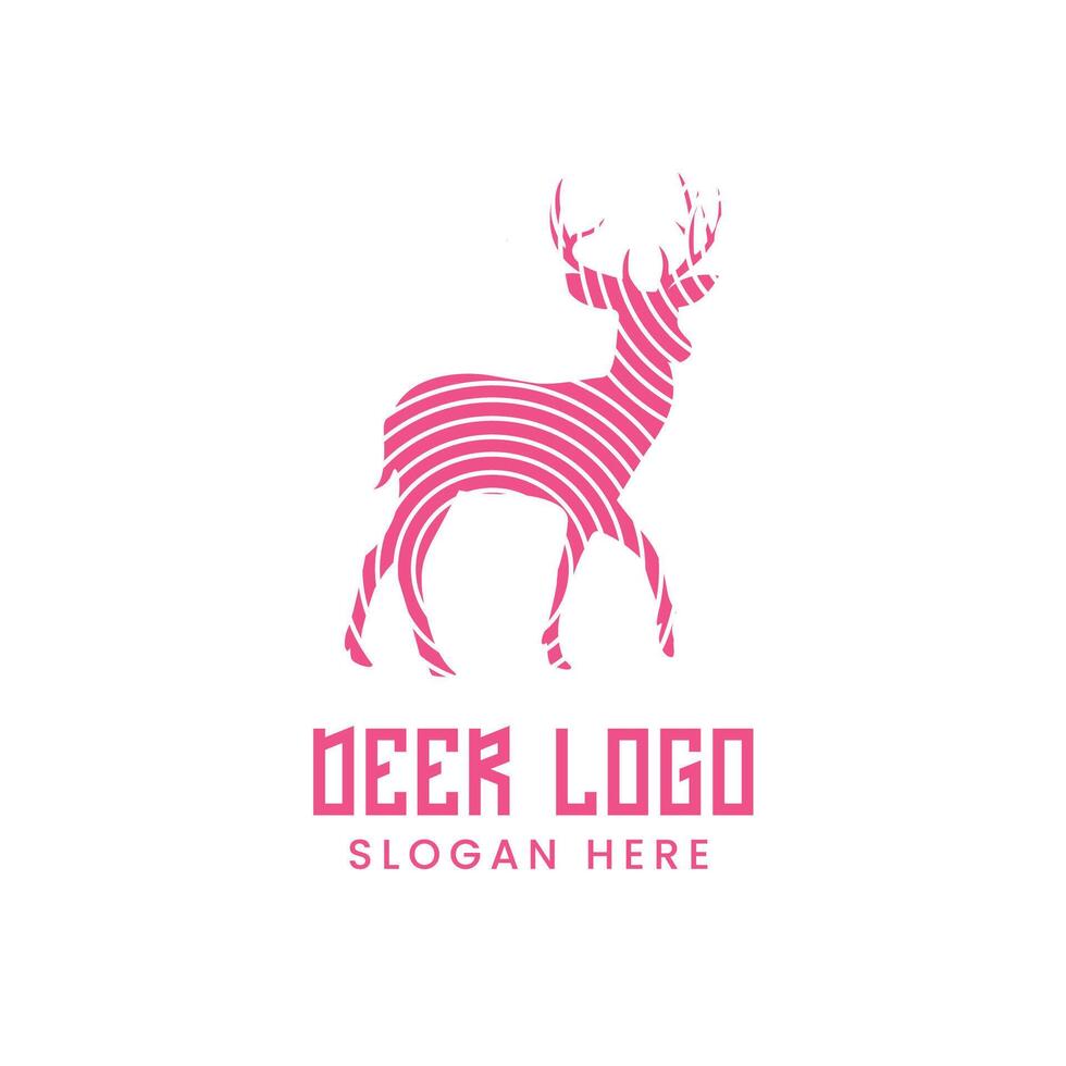 Deer logo design with pink lines vector