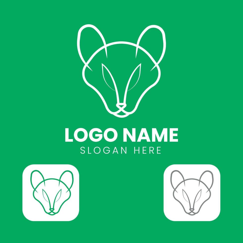 A fox logo with a green background vector