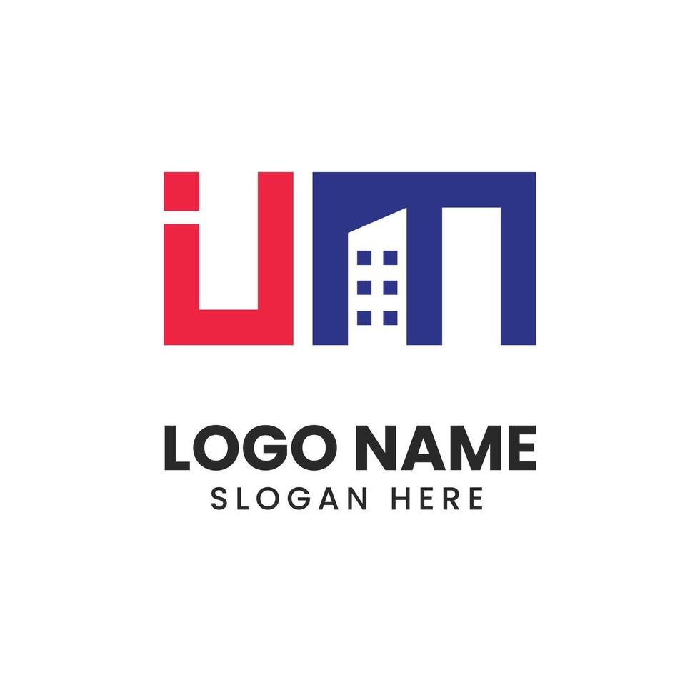The letter um logo design vector
