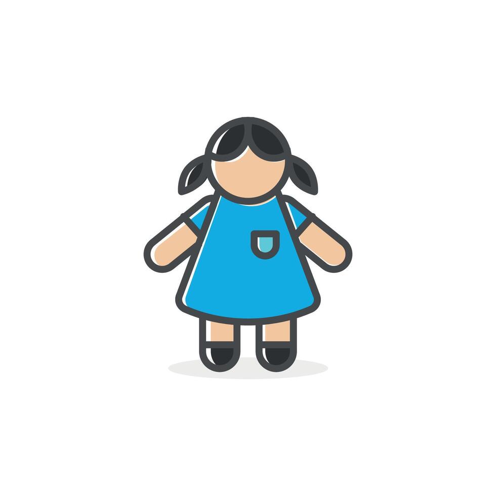 design outline of a kindergarten girl's character. vector