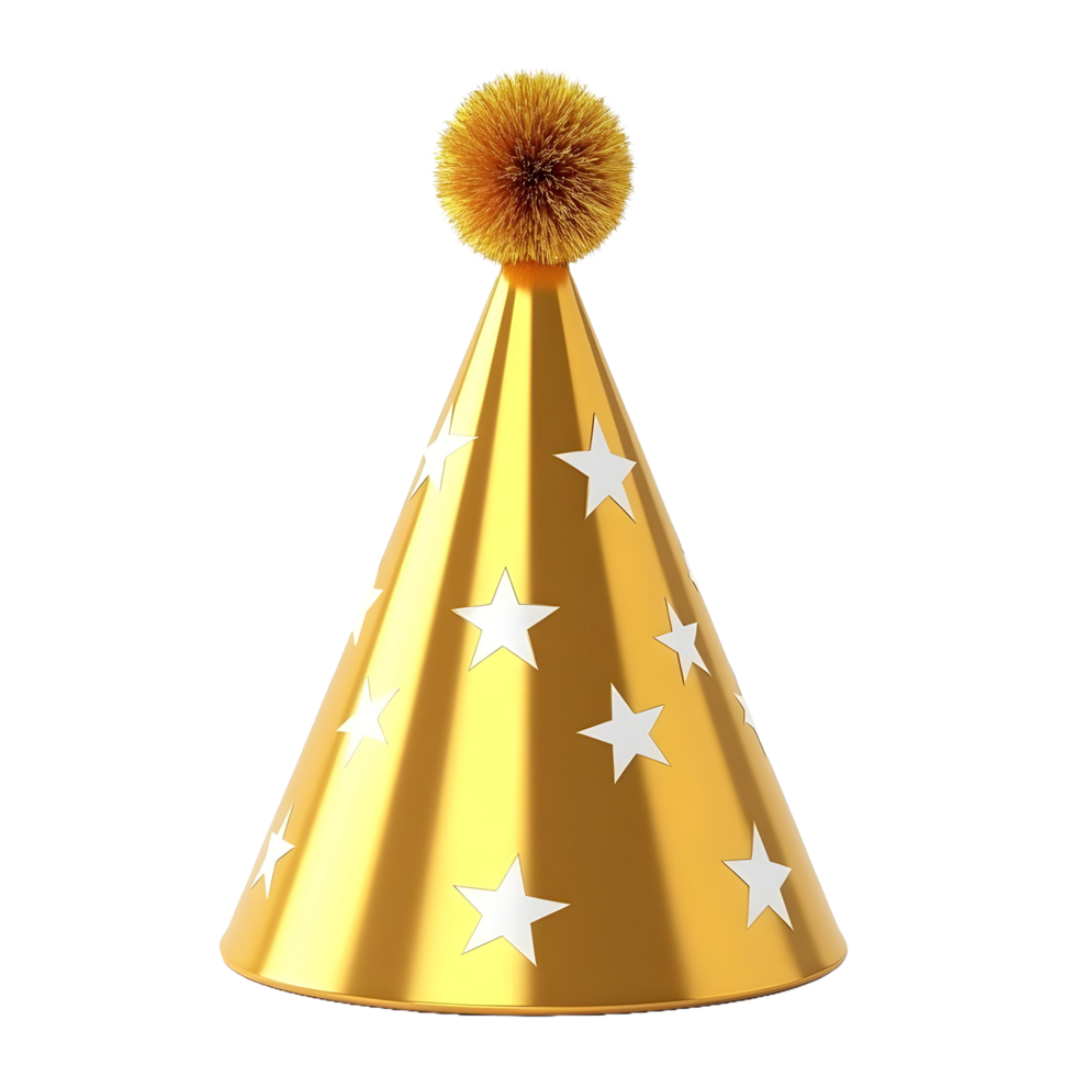 A Golden Party Hat With Star Pattern png