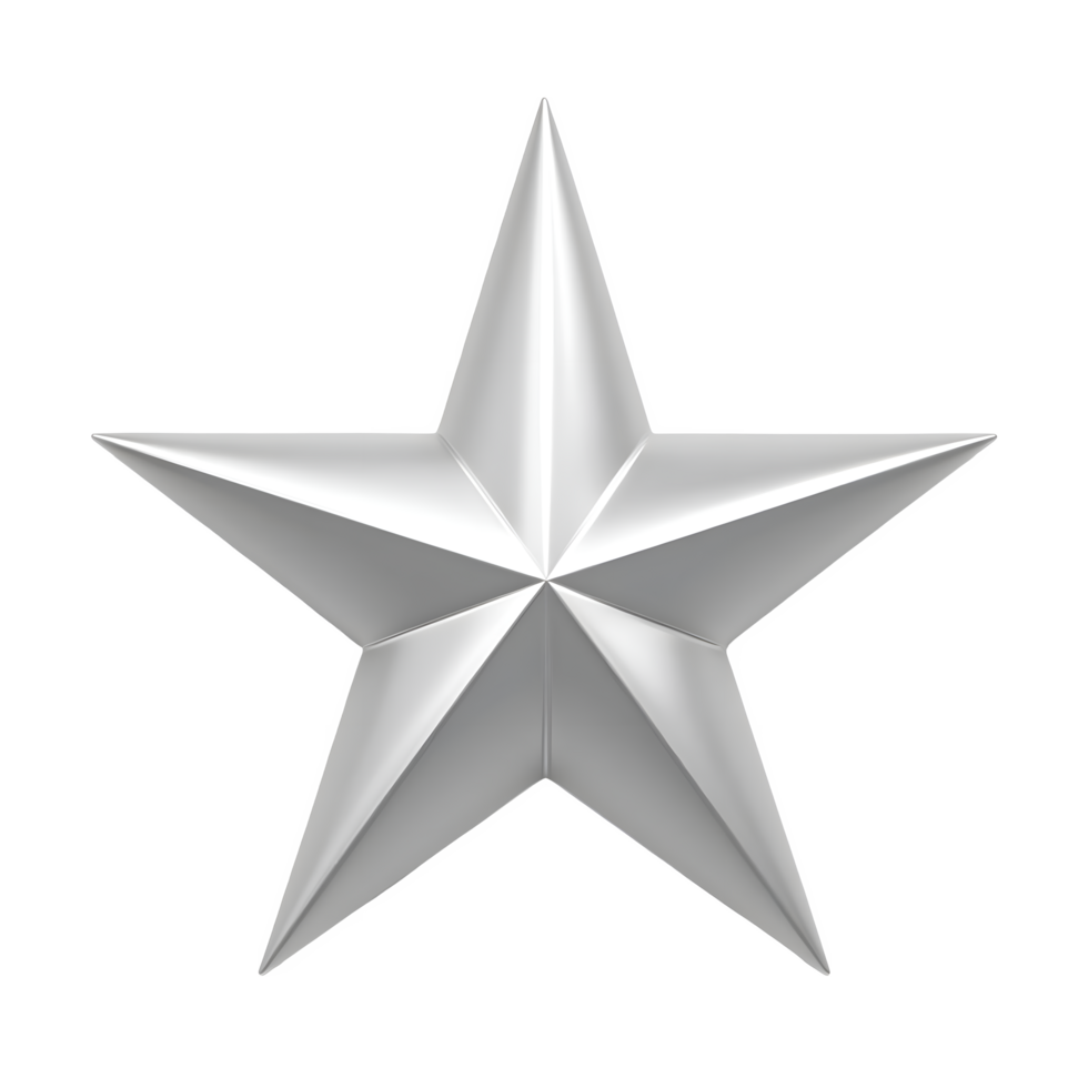 A 3D Silver, Five-Pointed Star Symbol png