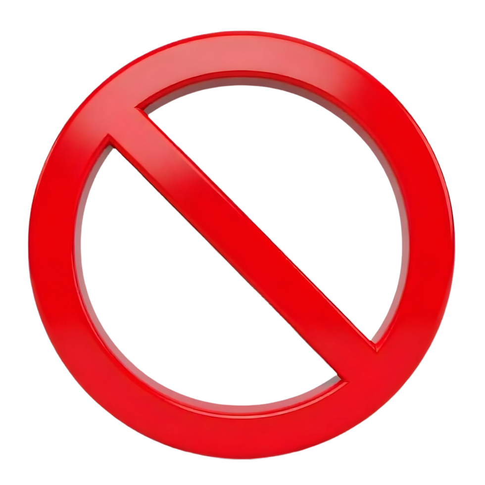 A Red Circle With a Diagonal Line Symbolizing a Prohibition or No Entry Sign png