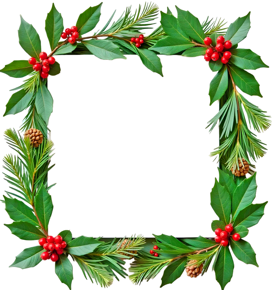 A Square Shaped Festive Christmas Wreath png
