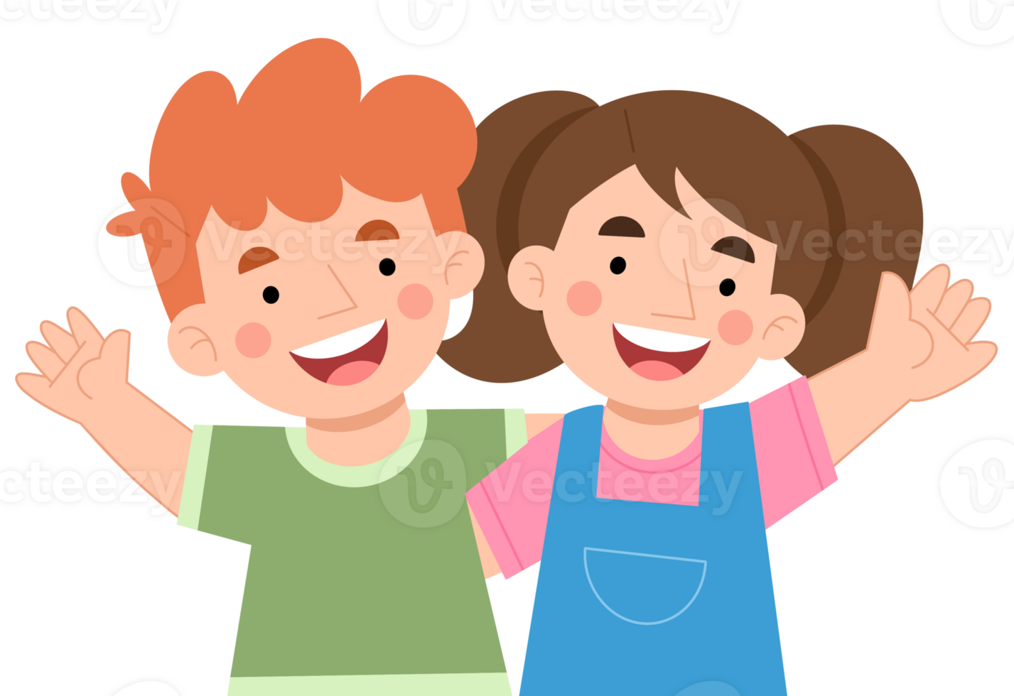 Illustration of happy children hugging png