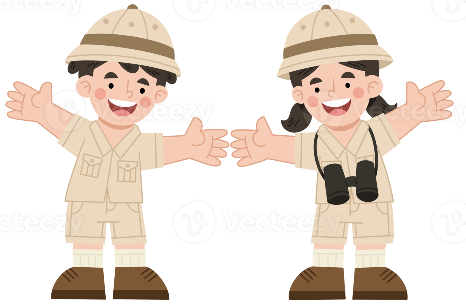 Illustration of boy and girl happy on adventure png