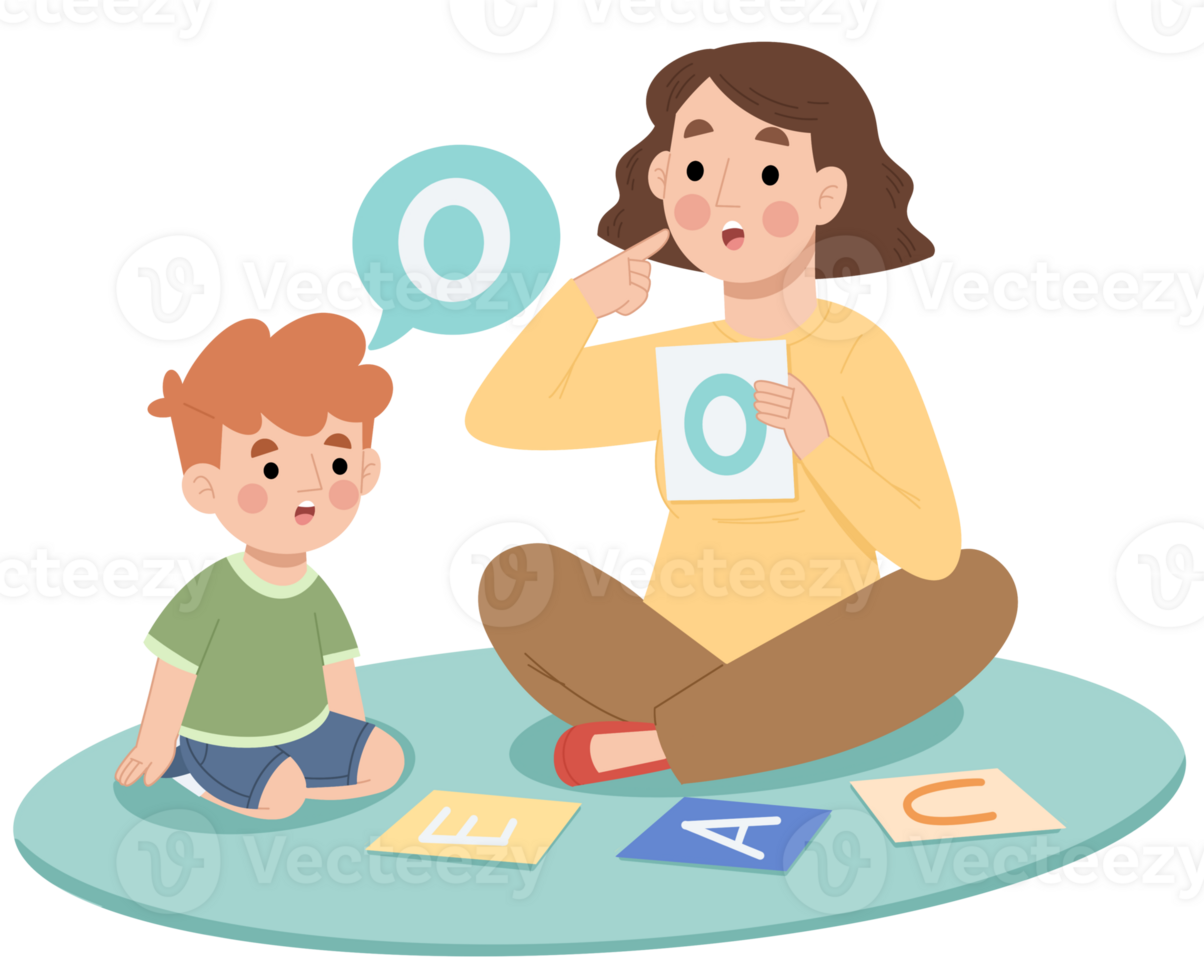Illustration of little boy with speech therapy png