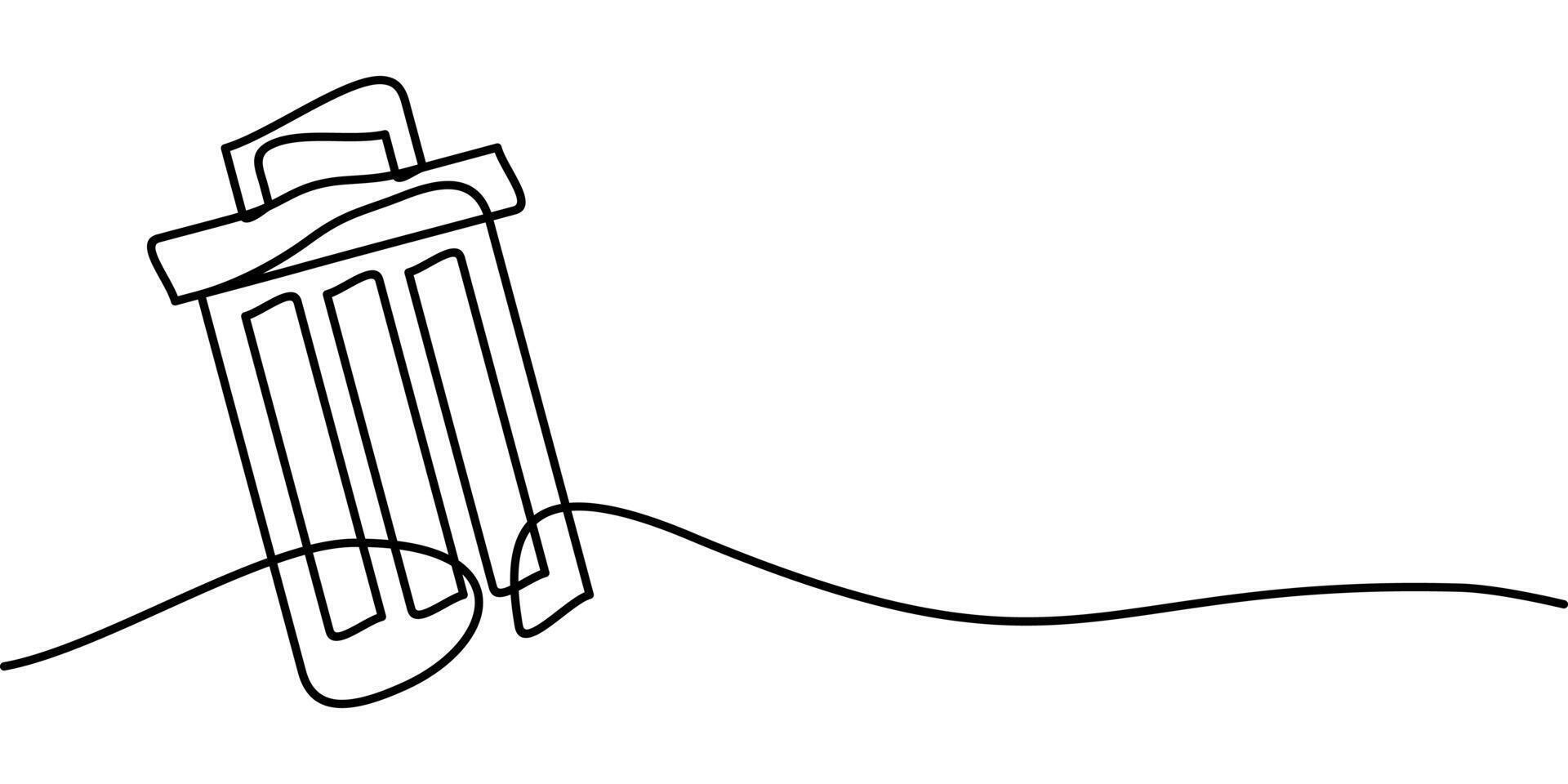 continuous line drawing of trash can symbol. abstract line art illustration vector