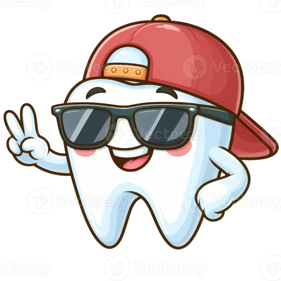 Tooth with sunglasses and cap png