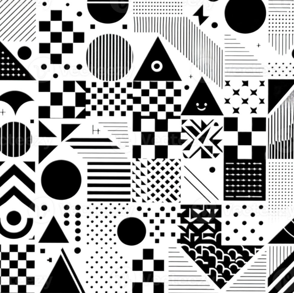 Abstract black and white geometric patterns background png