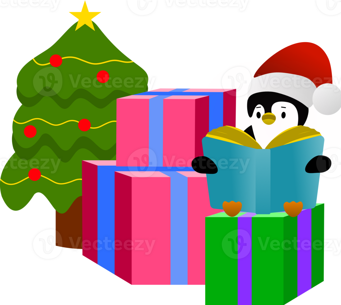 Christmas Penguin Reading Time png