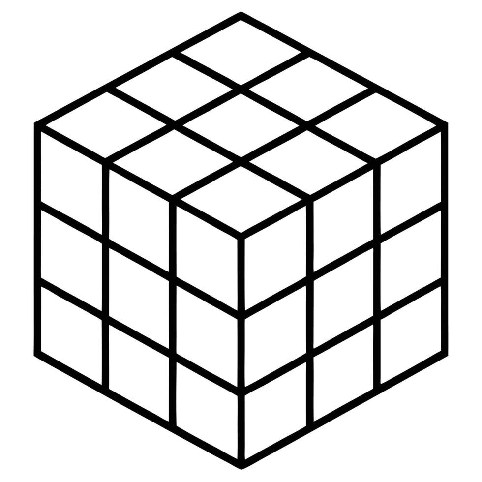 A black and white drawing of a cube vector
