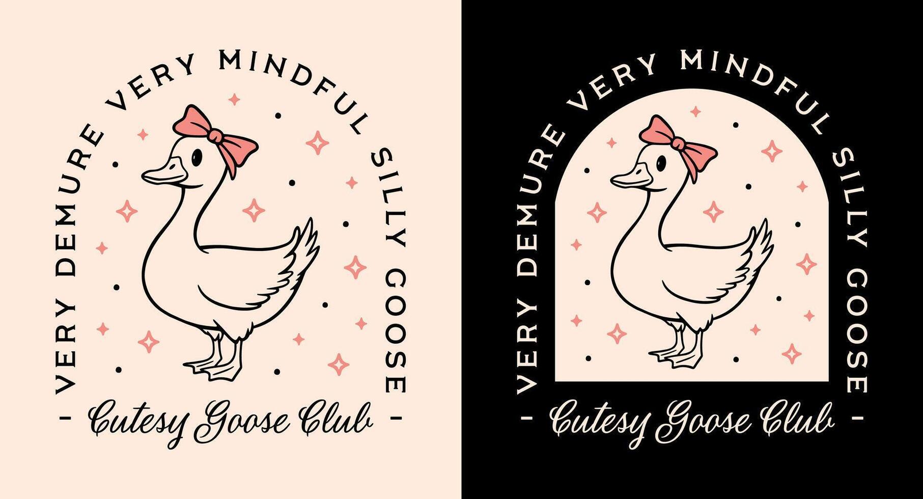 Silly goose club very demure mindful cutesy girly pink bow cute farm animal lover drawing girls squad printable funny shirt design sticker coquette preppy kawaii retro aesthetic cut file vector