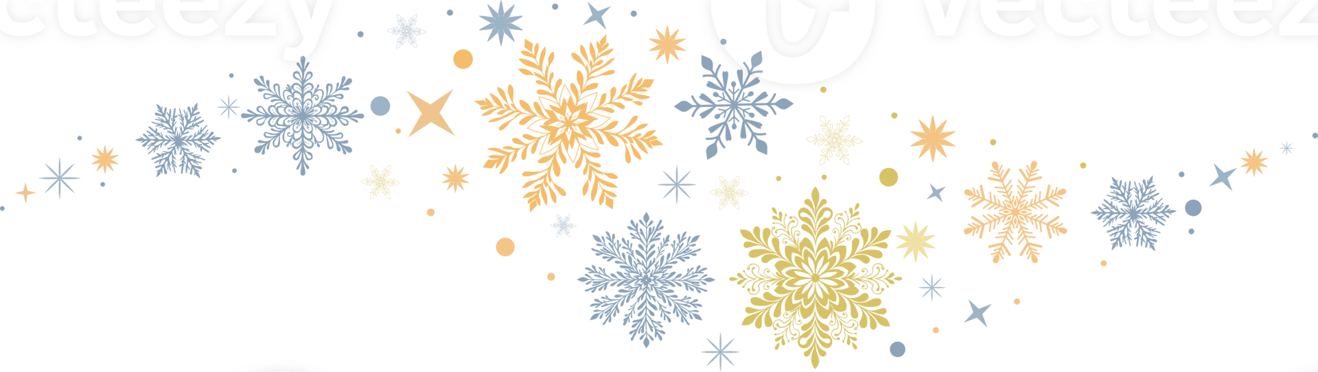 A winter-themed abstract border with blue and gold tones and snowy elements resembling Coral grass. Happy New Year and Merry Christmas concept. png