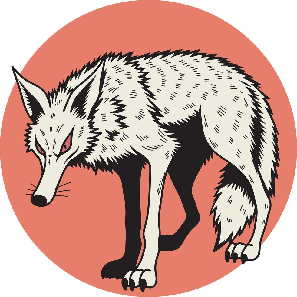 Angry coyote circular illustration vector
