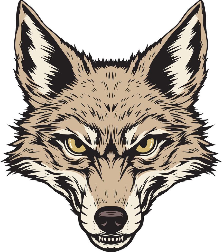 Coyote head symmetry drawing illustration vector