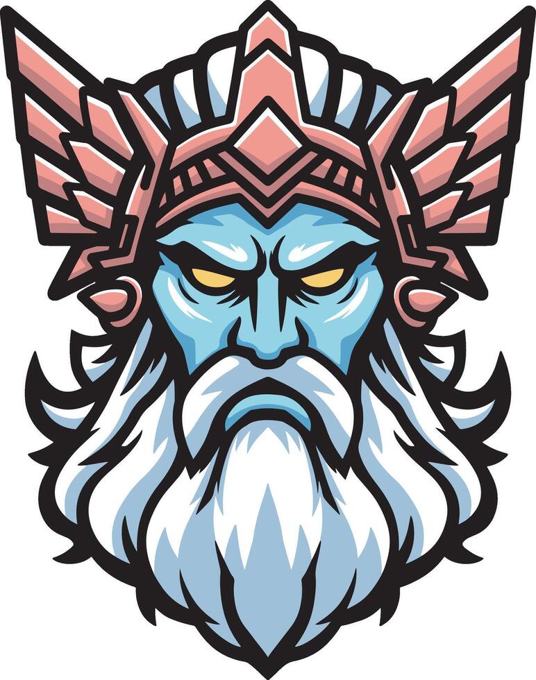 Zeus head mascot logo design vector