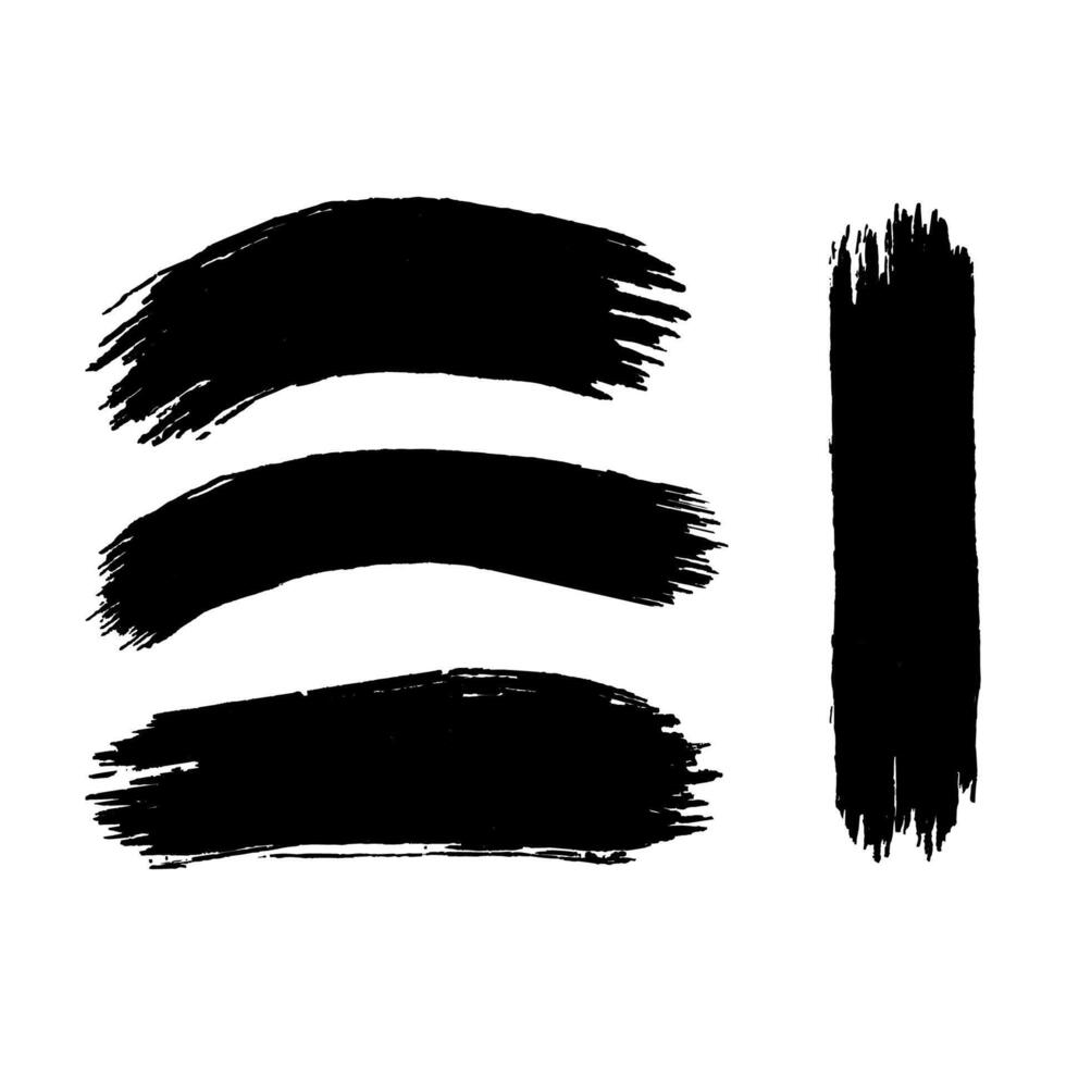 A set of black brush strokes on a white background vector