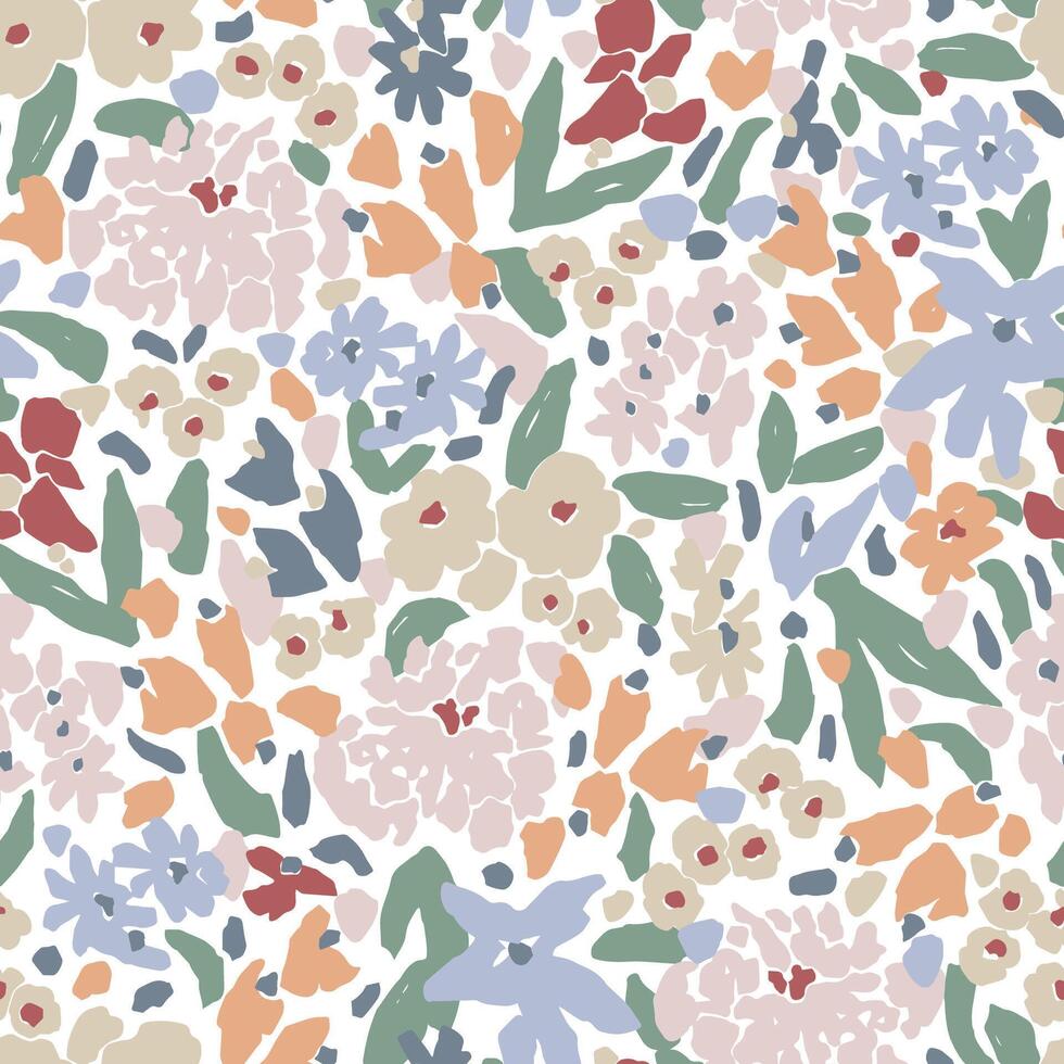 Floral illustration seamless repeat pattern digital artwork vector