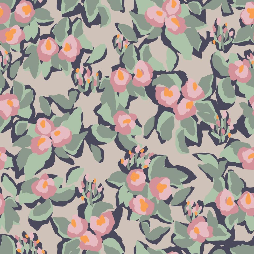 Flower painting illustration seamless repeat pattern digital artwork vector