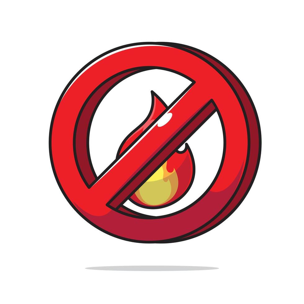 Burning prohibited sign illustration object. No open flame or fire sign cartoon in the forest vector