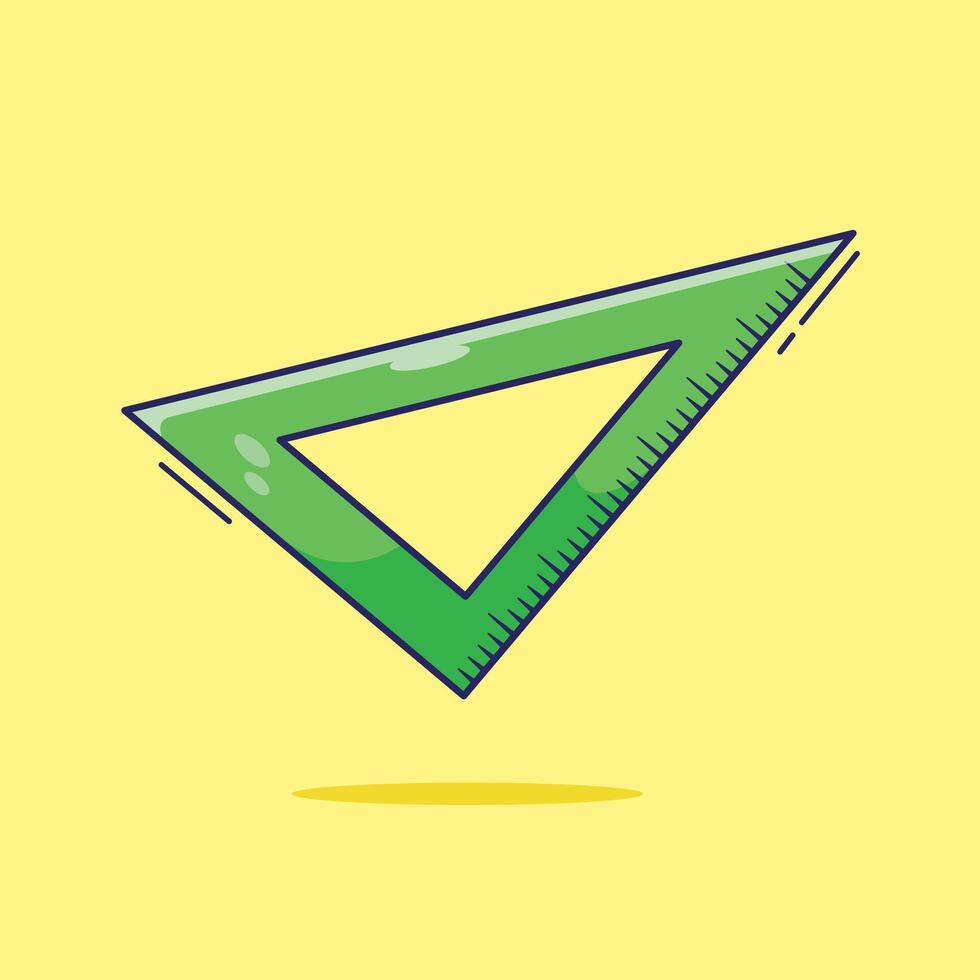 Green measuring instrument ruler cartoon icon mascot symbol illustration object of stationery vector