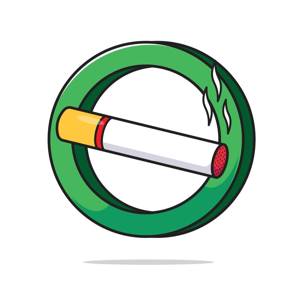 Cute green sign showing allowed smoking area spot cartoon illustration icon symbol object isolated vector