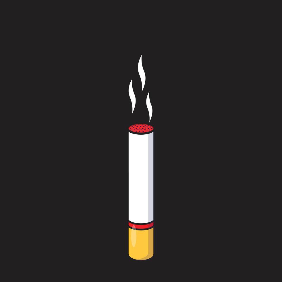 Draw smoking smoker cigarette object or flat cartoon element in colored style isolated on black background vector