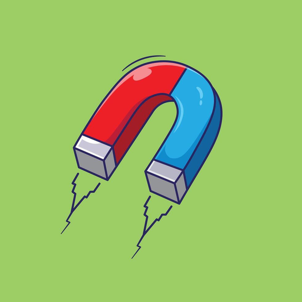 Cute red and blue magnet magnetic horseshoe cartoon illustration concept vector