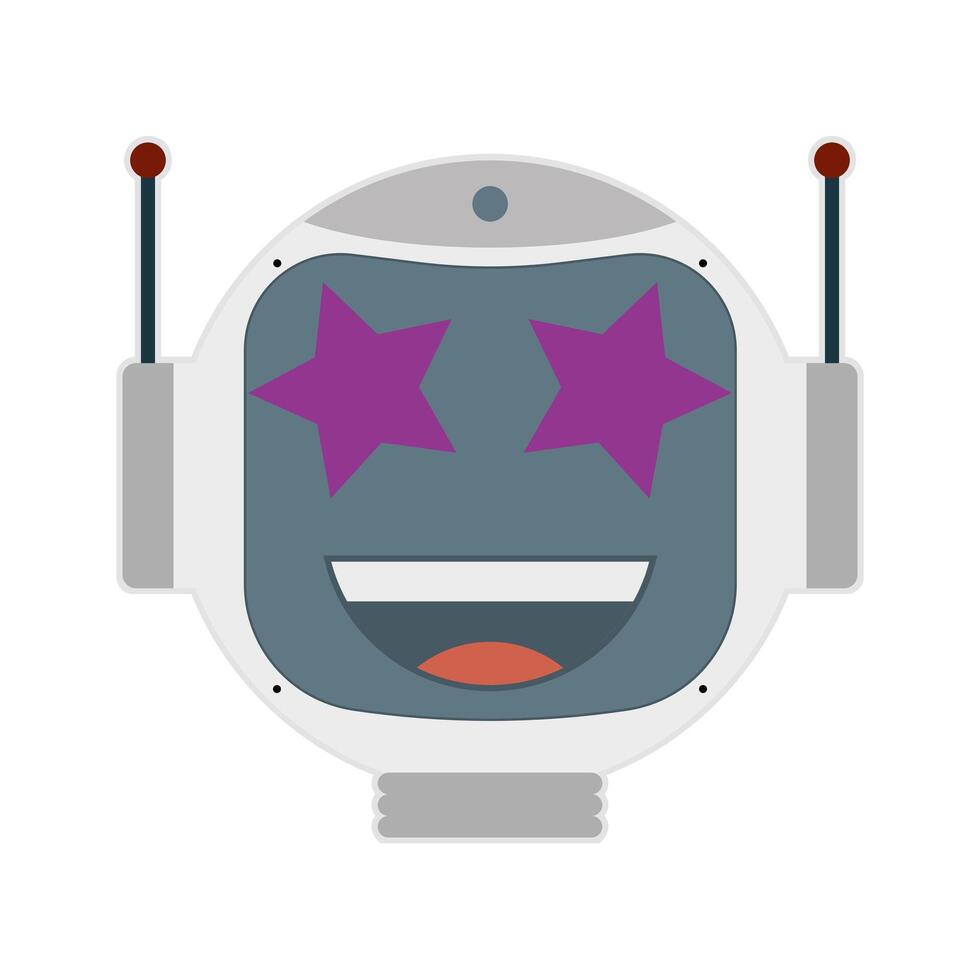 Robot face with stars. illustration. vector