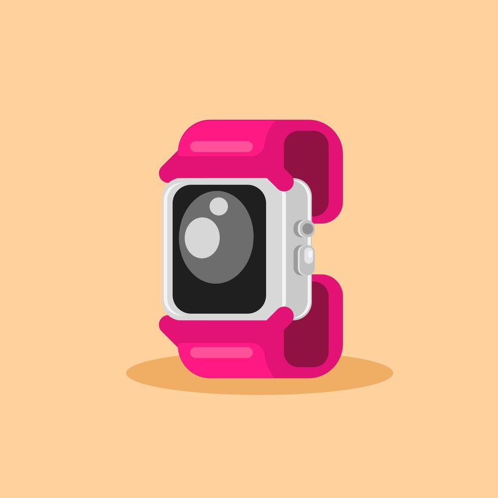 Flat illustration pink smart watch with flat style vector