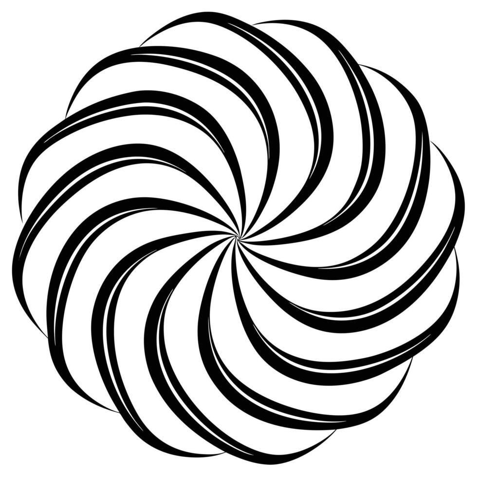 A black and white spiral design in the center of a circle vector
