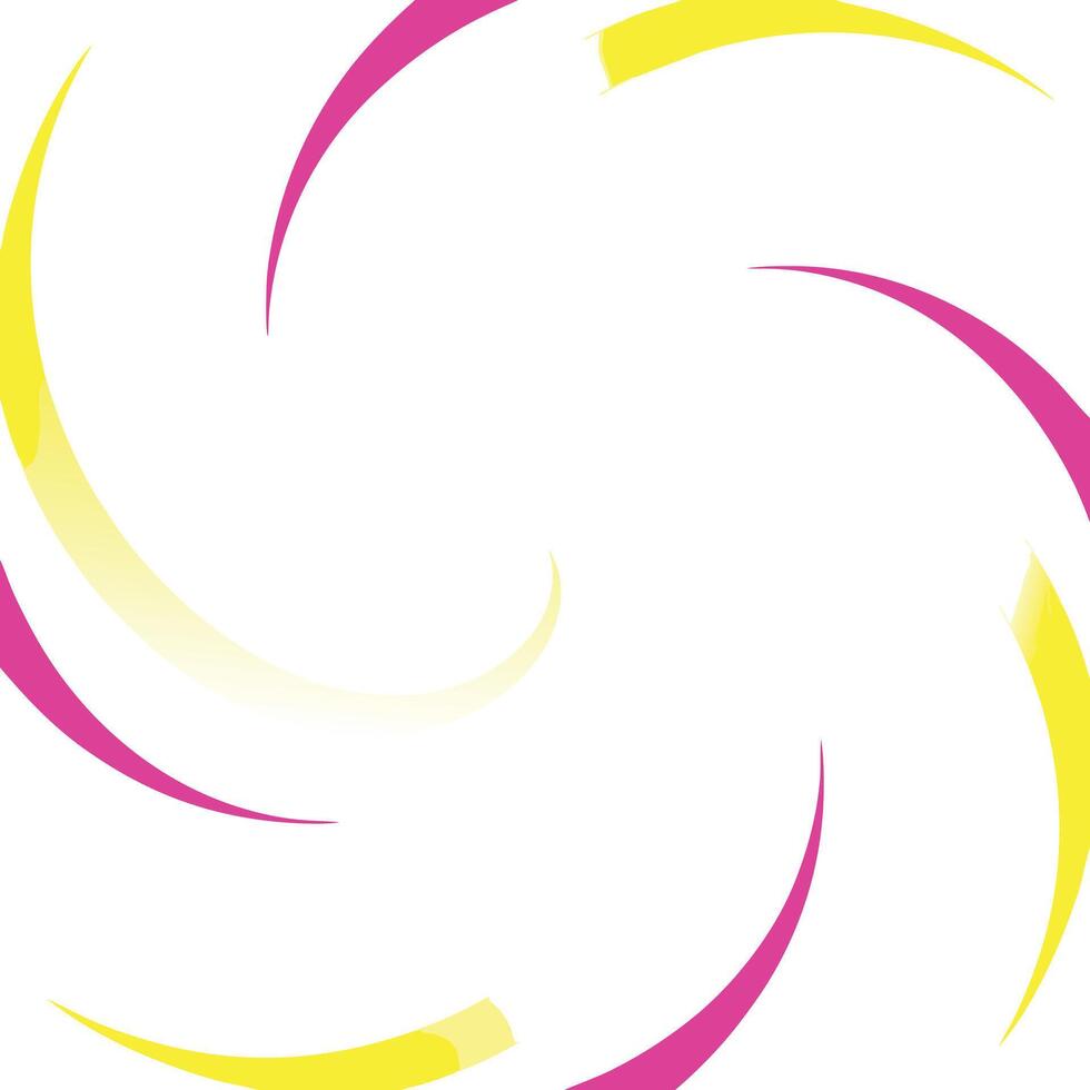 A white background with a swirling design of yellow and pink curved lines creating a radial pattern. vector