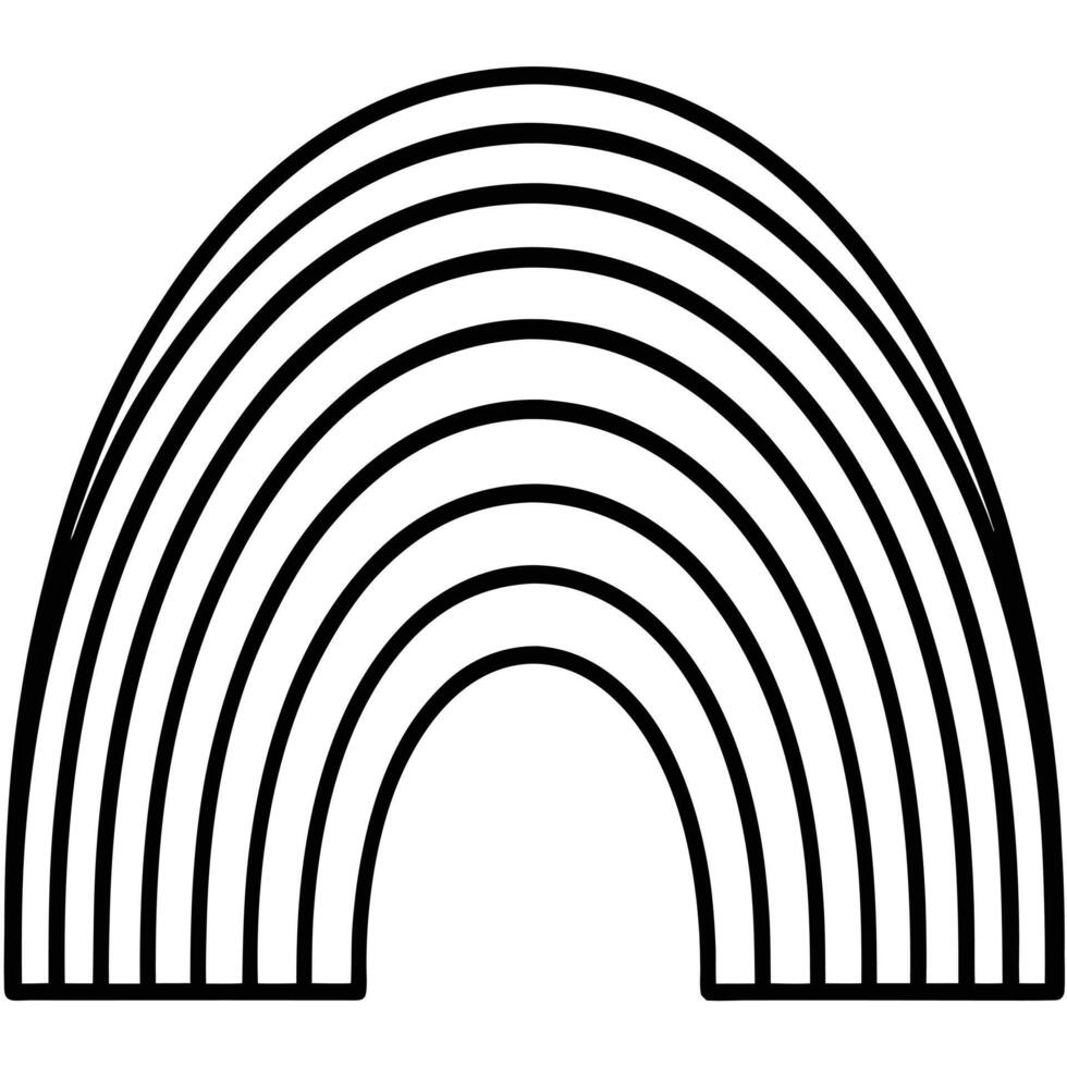 Black and White Outline Rainbow Illustration vector