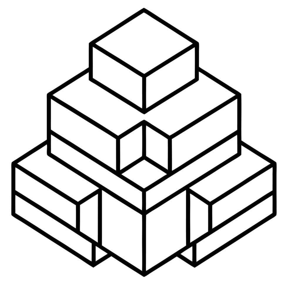 Interlocking Geometric Cubes Abstract Art Design vector