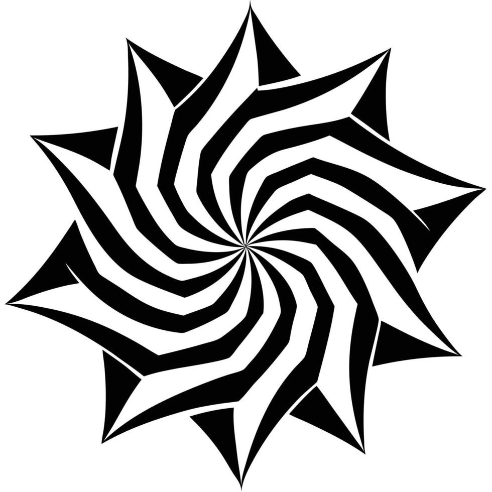 A black and white star with a spiral design vector