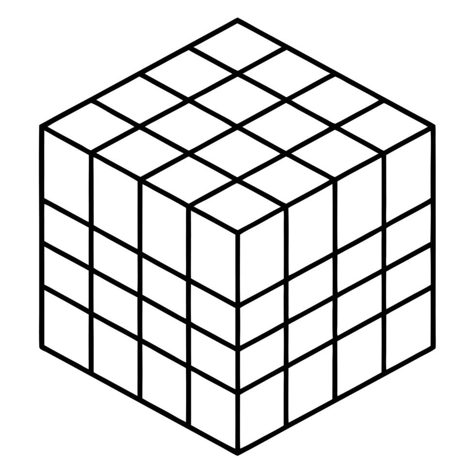 3D Cube Wireframe Geometric Shape Outline vector