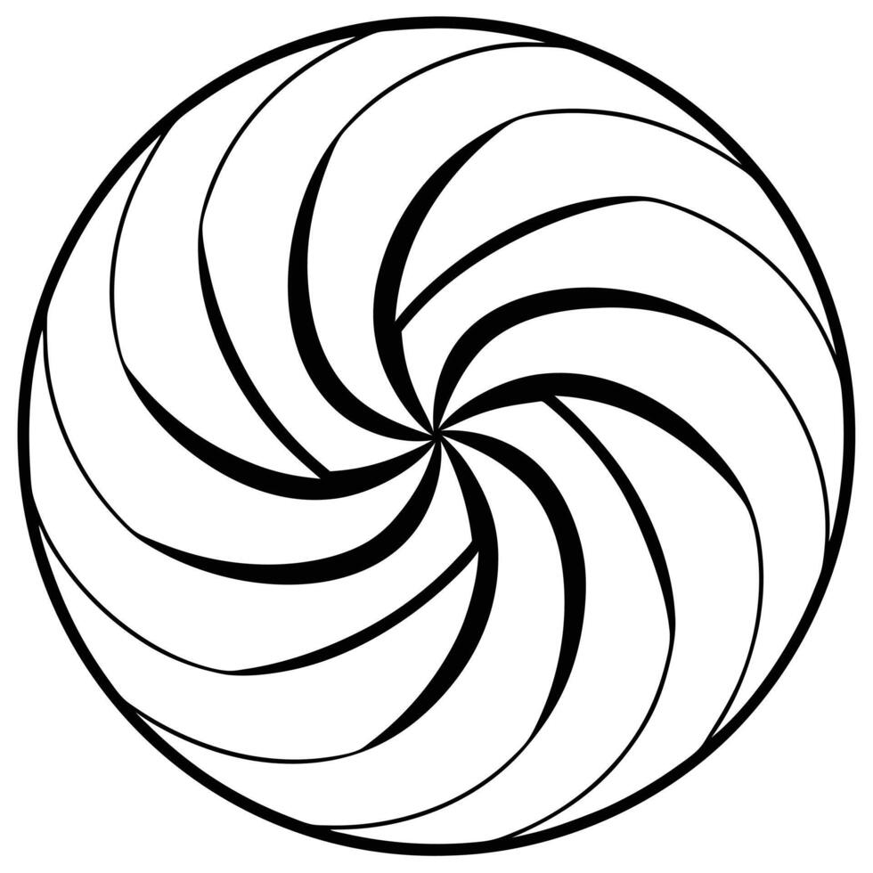 A black and white drawing of a spiral vector